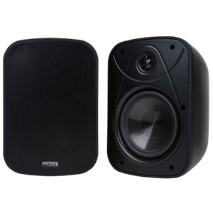 Dayton Audio IO65XP Outdoor Bluetooth Speakers with Built-in 80W Amp, Enhanced Bass, Weather-Resistant, Wall-Mount – Wireless Garden, Garage, Pool, BBQ, Backyard Speakers (Pair, Black)